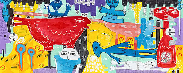 Joaquín-Barón.-Fluido-Políptico-2014.-Técnica-mixta-sobre-lienzo-130-x-324-cm